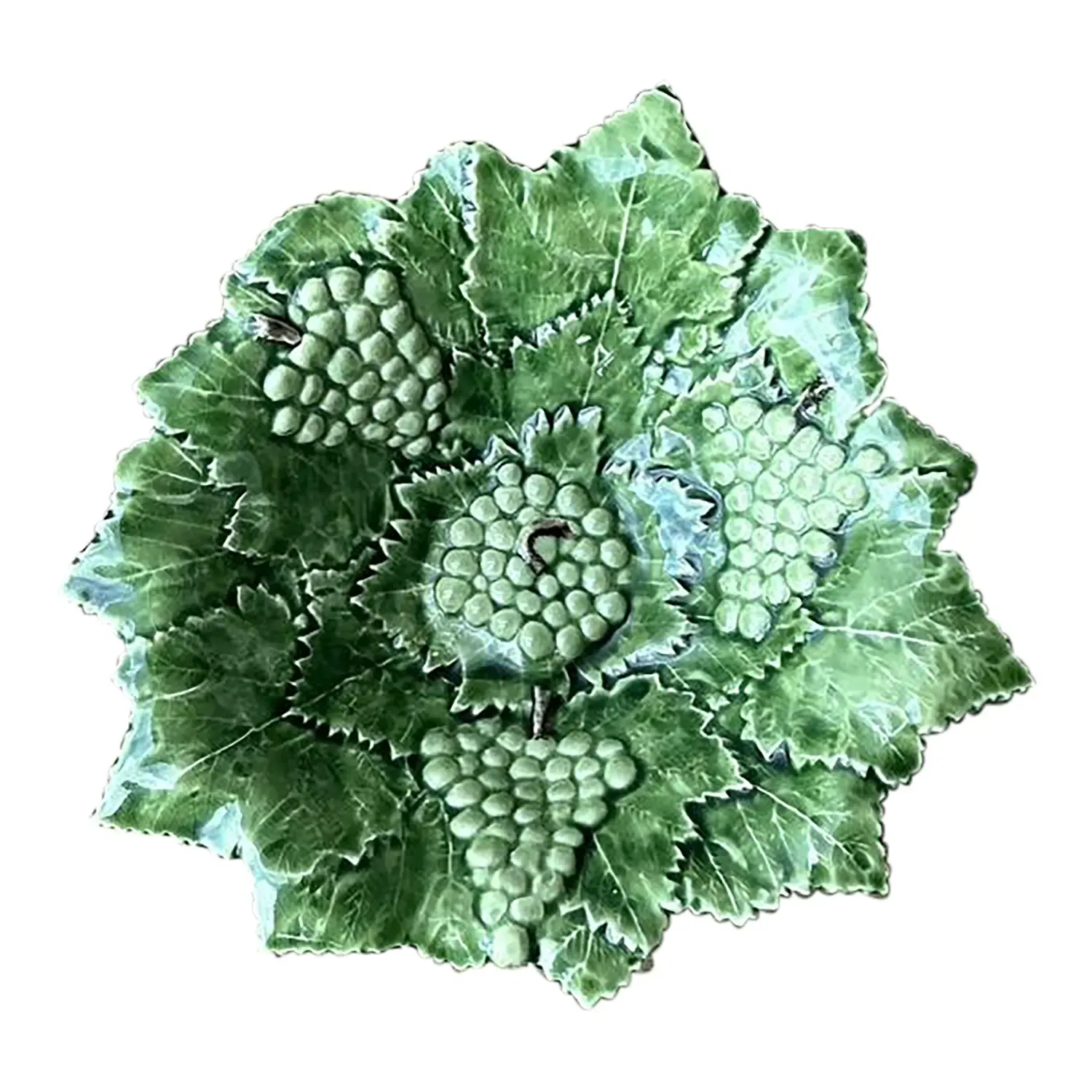 Vintage Portuguese Glazed Ceramic Grape Leaf Bowl — additional photo 1