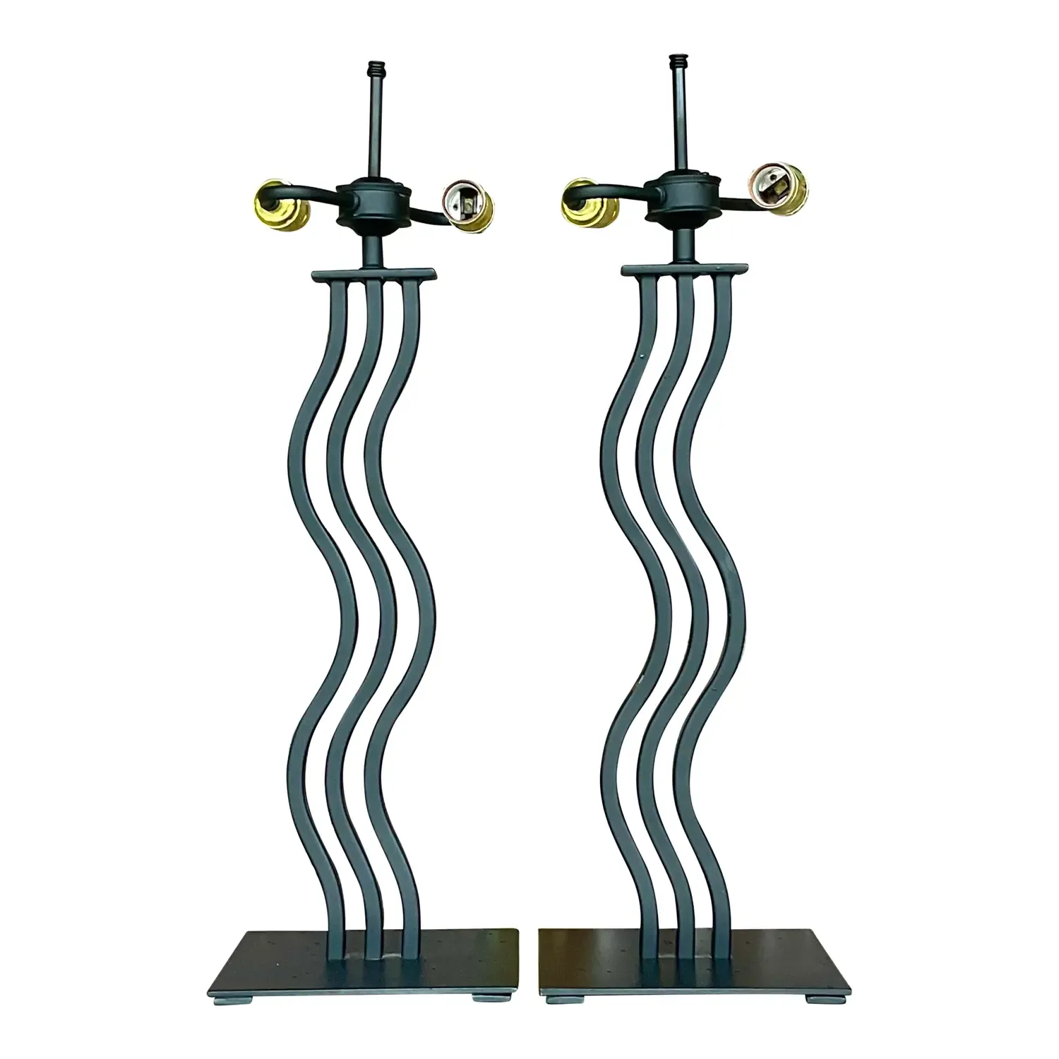 Vintage Postmodern Memphis Wave Metal Lamps - a Pair — additional photo 1