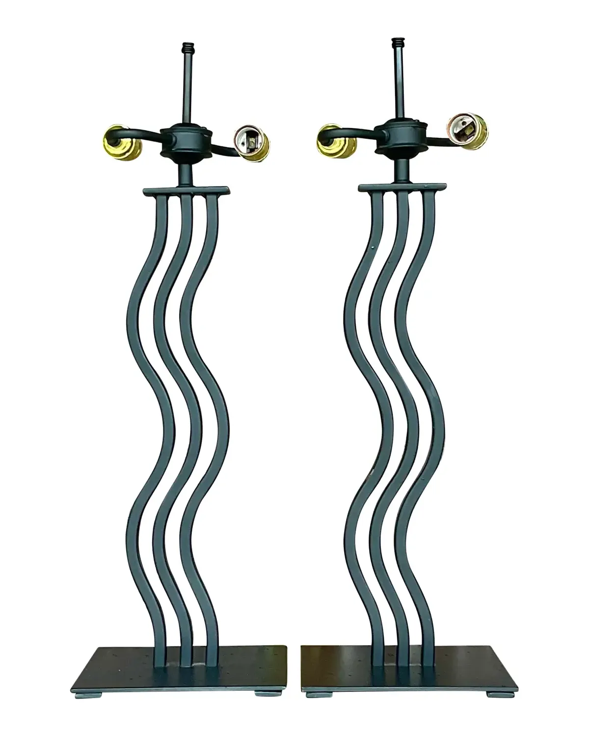 Vintage Postmodern Memphis Wave Metal Lamps - a Pair