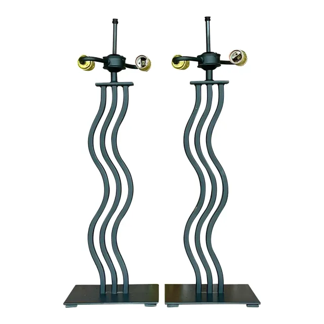 Vintage Postmodern Memphis Wave Metal Lamps - a Pair — additional photo 1