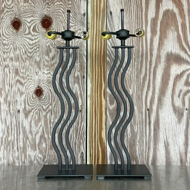 Vintage Postmodern Memphis Wave Metal Lamps - a Pair — additional photo 2