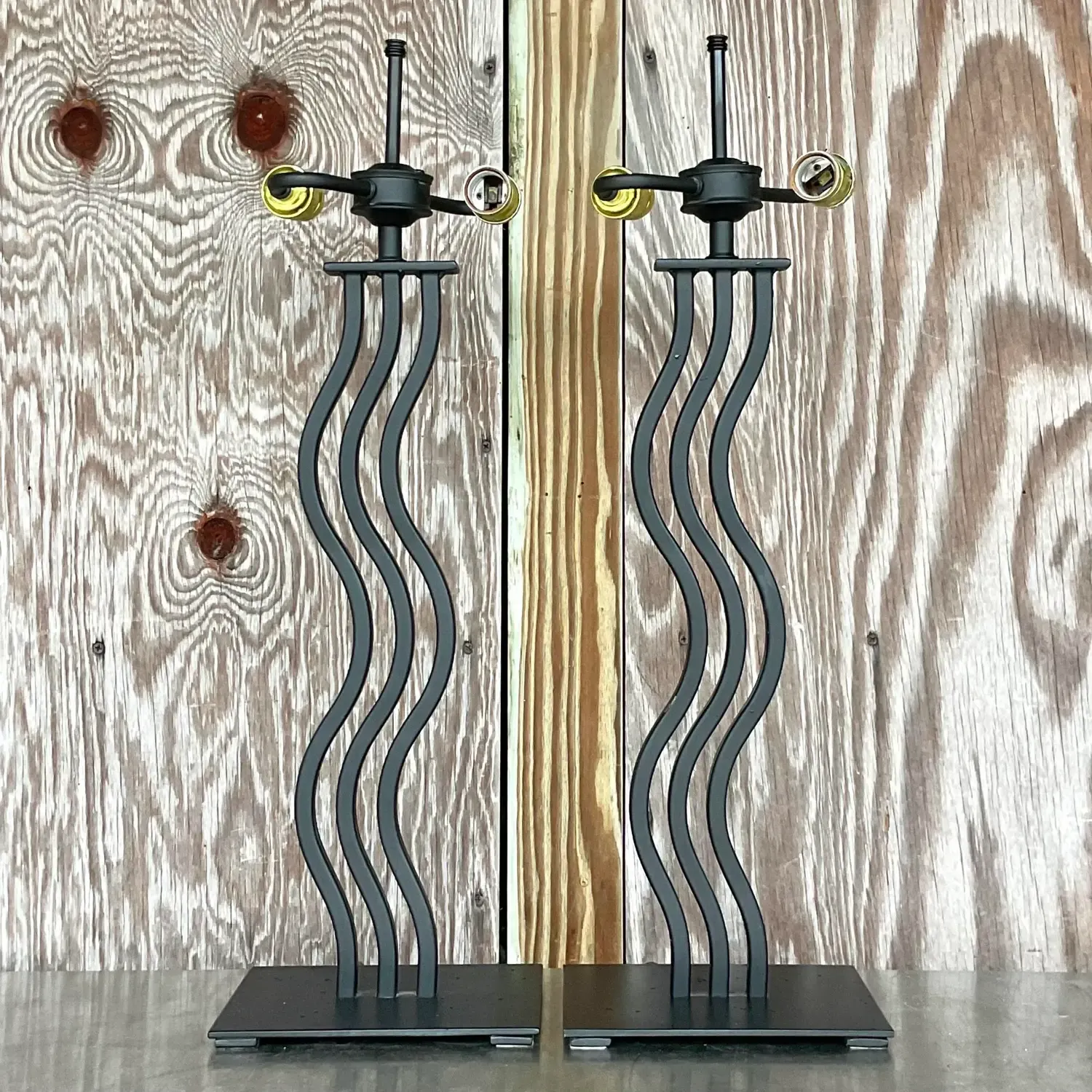 Vintage Postmodern Memphis Wave Metal Lamps - a Pair — additional photo 3