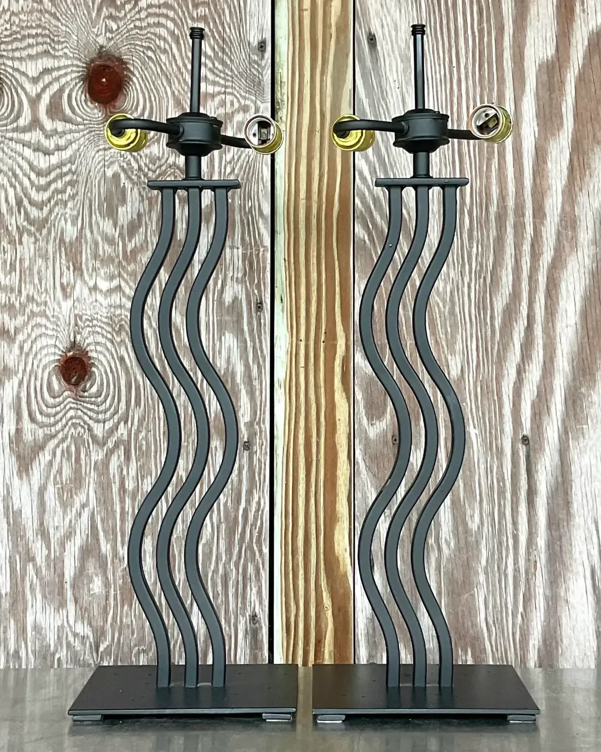 Vintage Postmodern Memphis Wave Metal Lamps - a Pair — additional photo 2