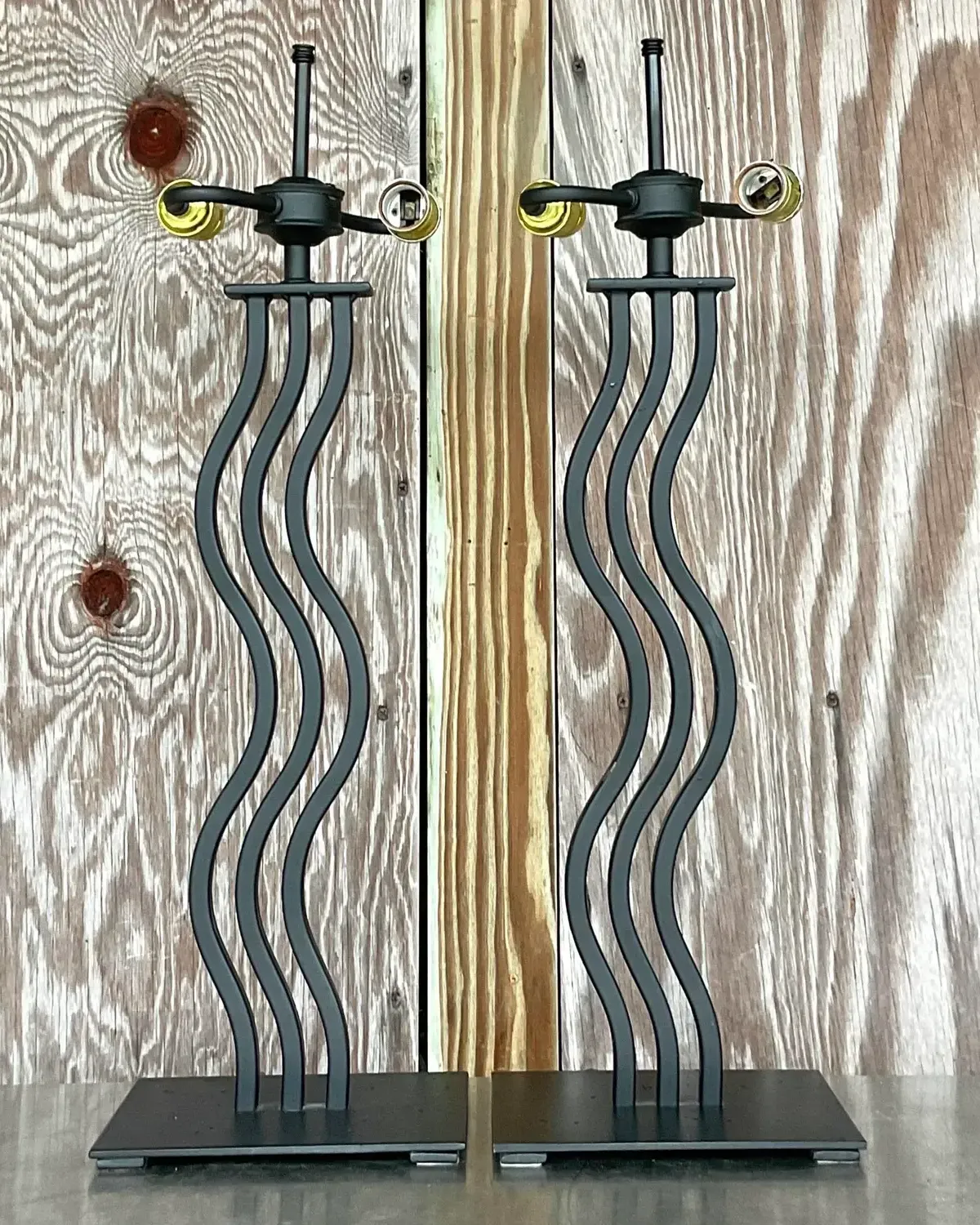 Vintage Postmodern Memphis Wave Metal Lamps - a Pair — additional photo 3