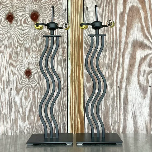 Vintage Postmodern Memphis Wave Metal Lamps - a Pair — additional photo 4