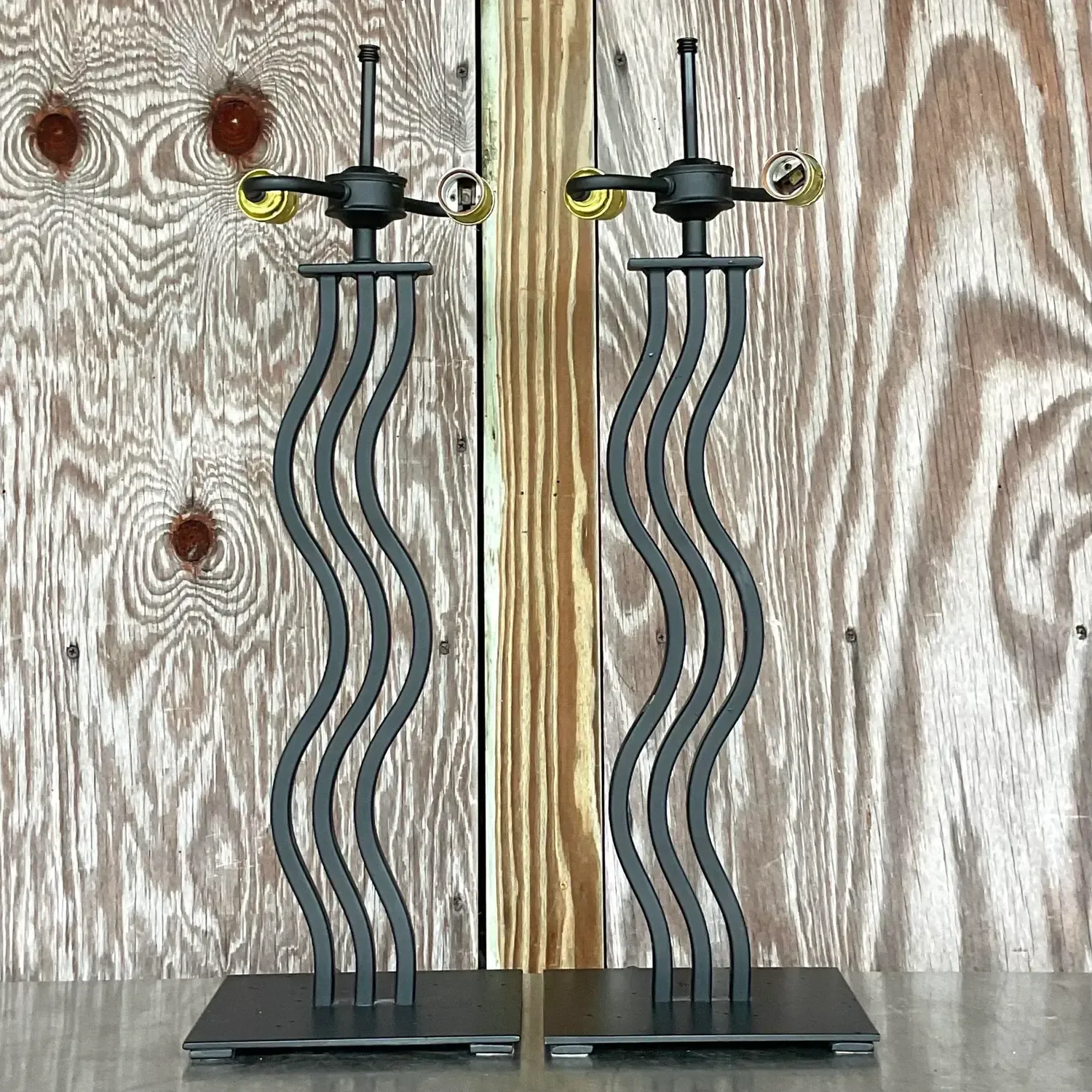 Vintage Postmodern Memphis Wave Metal Lamps - a Pair — additional photo 5