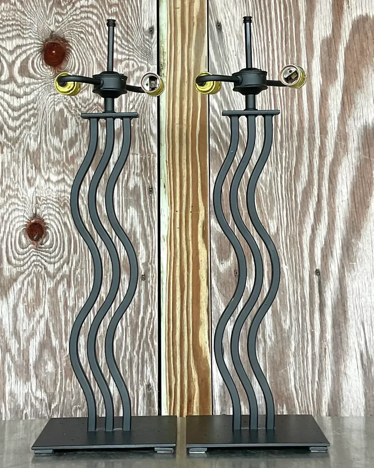 Vintage Postmodern Memphis Wave Metal Lamps - a Pair — additional photo 4