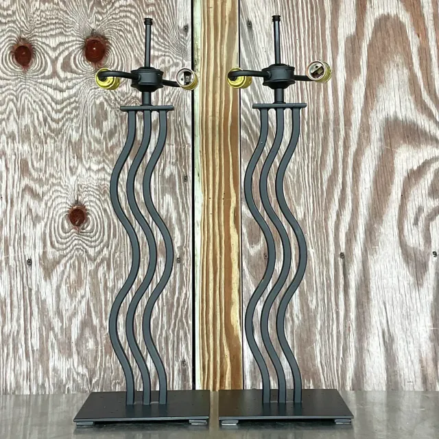Vintage Postmodern Memphis Wave Metal Lamps - a Pair — additional photo 5