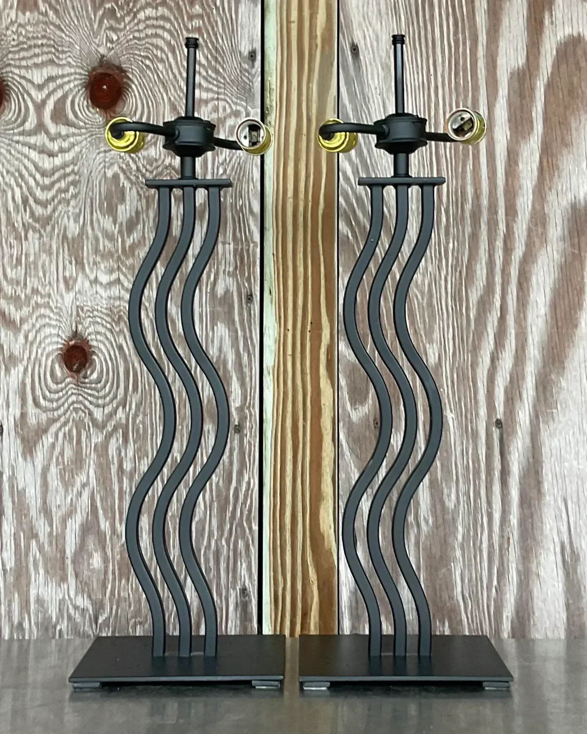 Vintage Postmodern Memphis Wave Metal Lamps - a Pair — additional photo 5