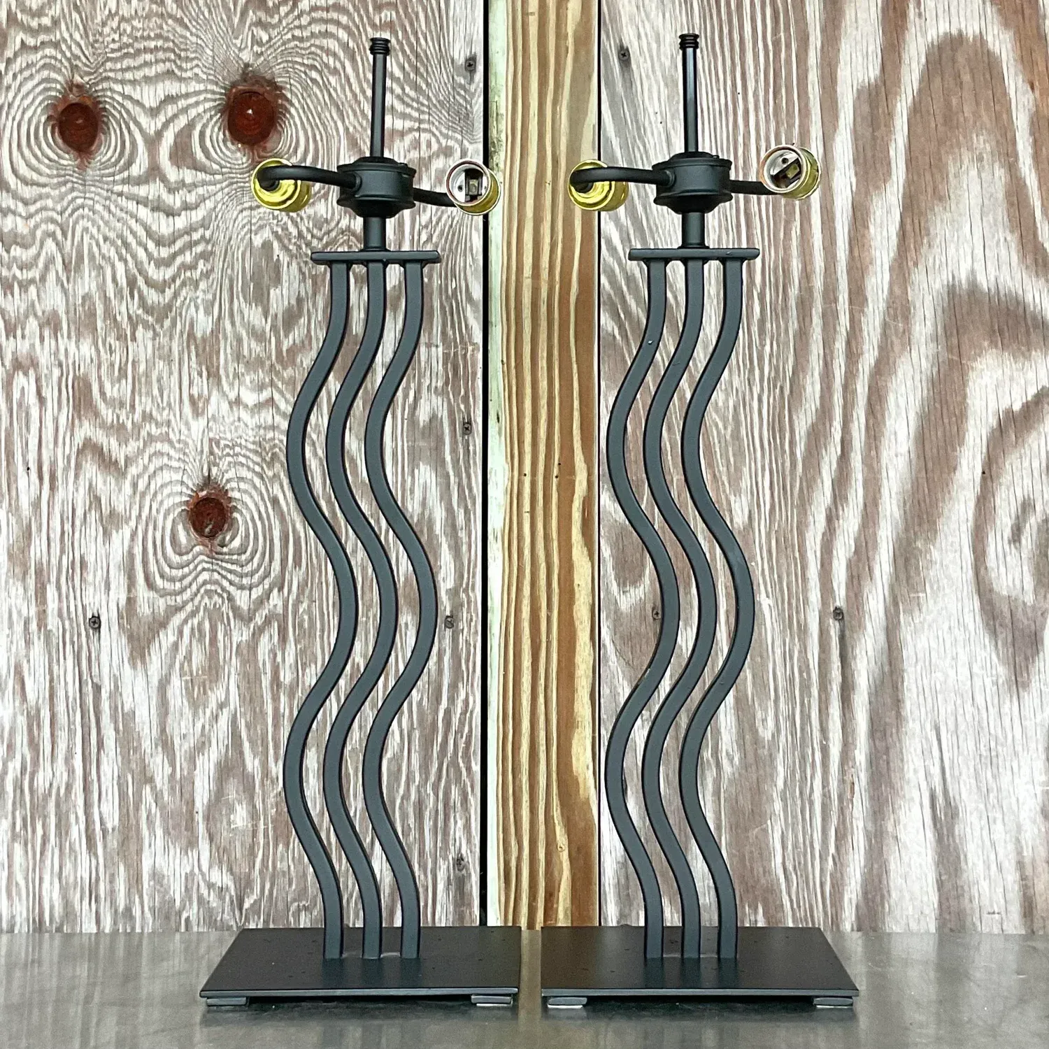 Vintage Postmodern Memphis Wave Metal Lamps - a Pair — additional photo 7
