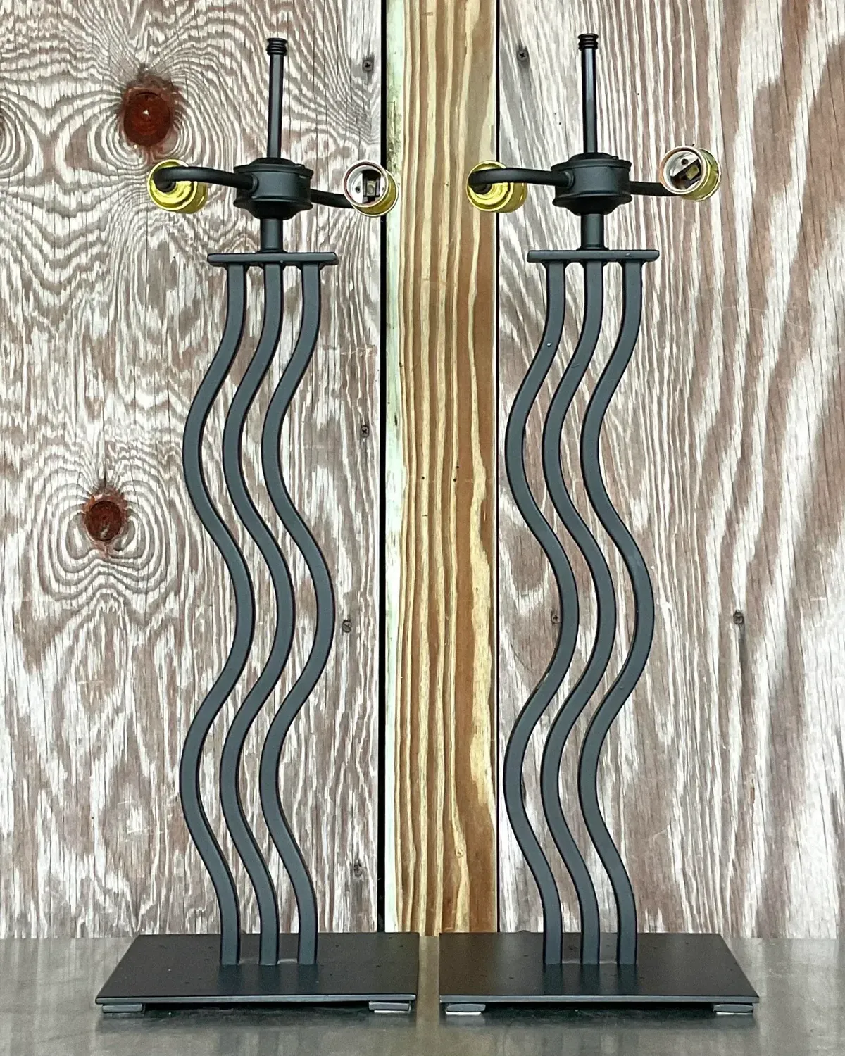 Vintage Postmodern Memphis Wave Metal Lamps - a Pair — additional photo 6