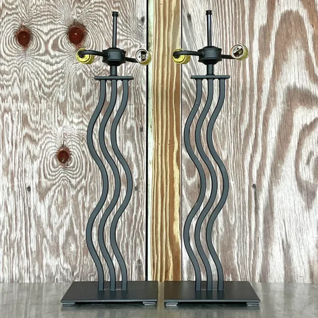 Vintage Postmodern Memphis Wave Metal Lamps - a Pair — additional photo 7