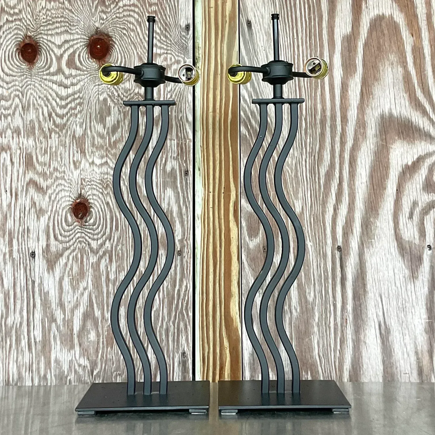 Vintage Postmodern Memphis Wave Metal Lamps - a Pair — additional photo 8