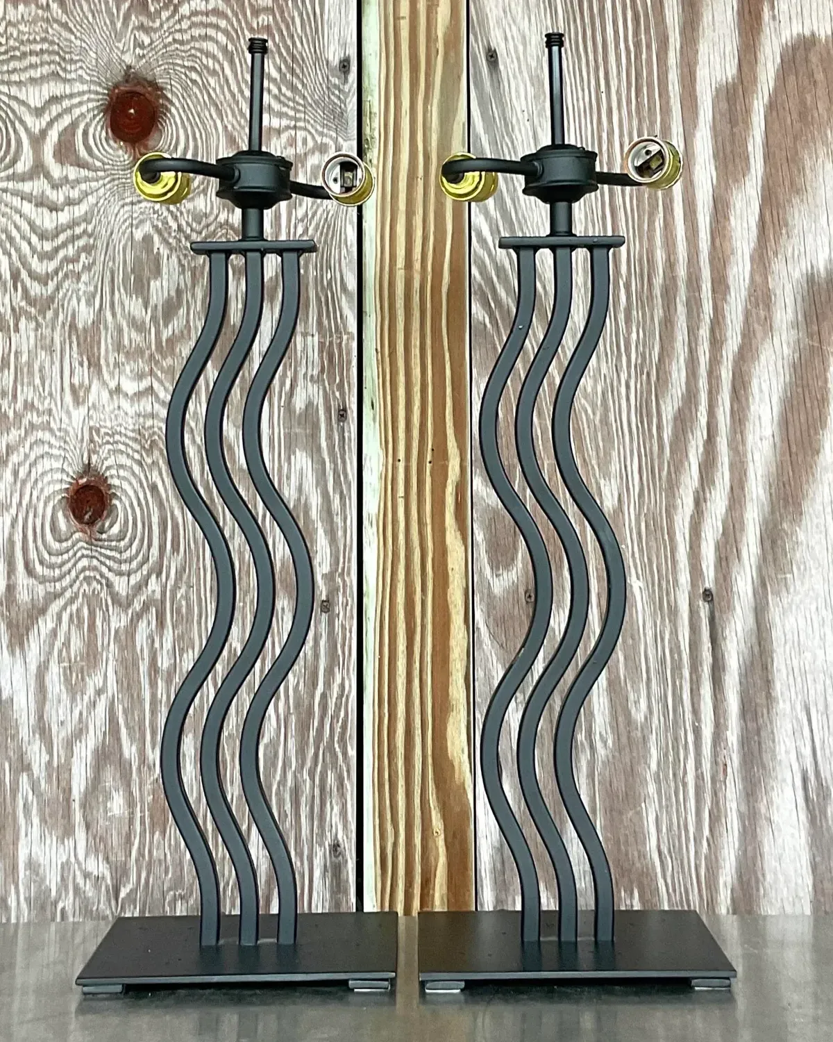 Vintage Postmodern Memphis Wave Metal Lamps - a Pair — additional photo 7