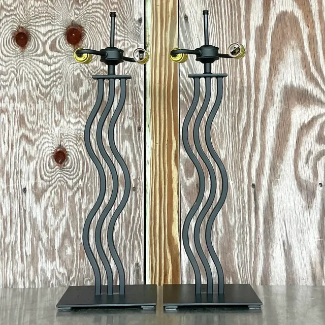 Vintage Postmodern Memphis Wave Metal Lamps - a Pair — additional photo 8