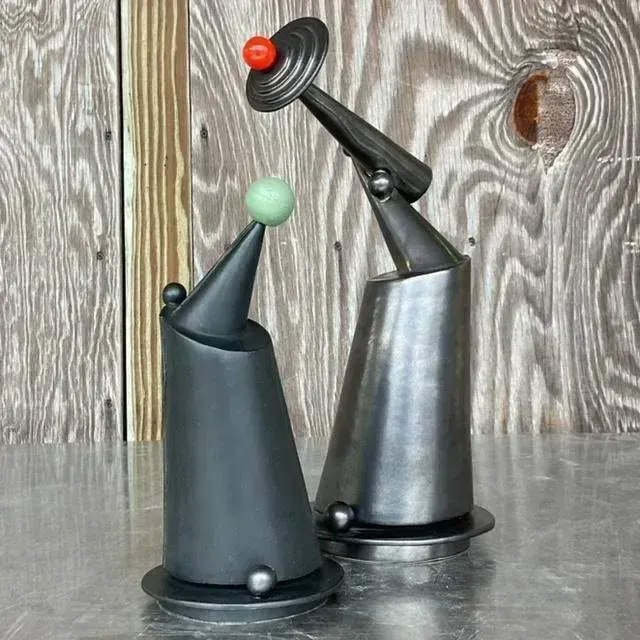 Vintage Postmodern Signed Studio Pottery Slab Built Sculptures - Set of 2 — additional photo 1