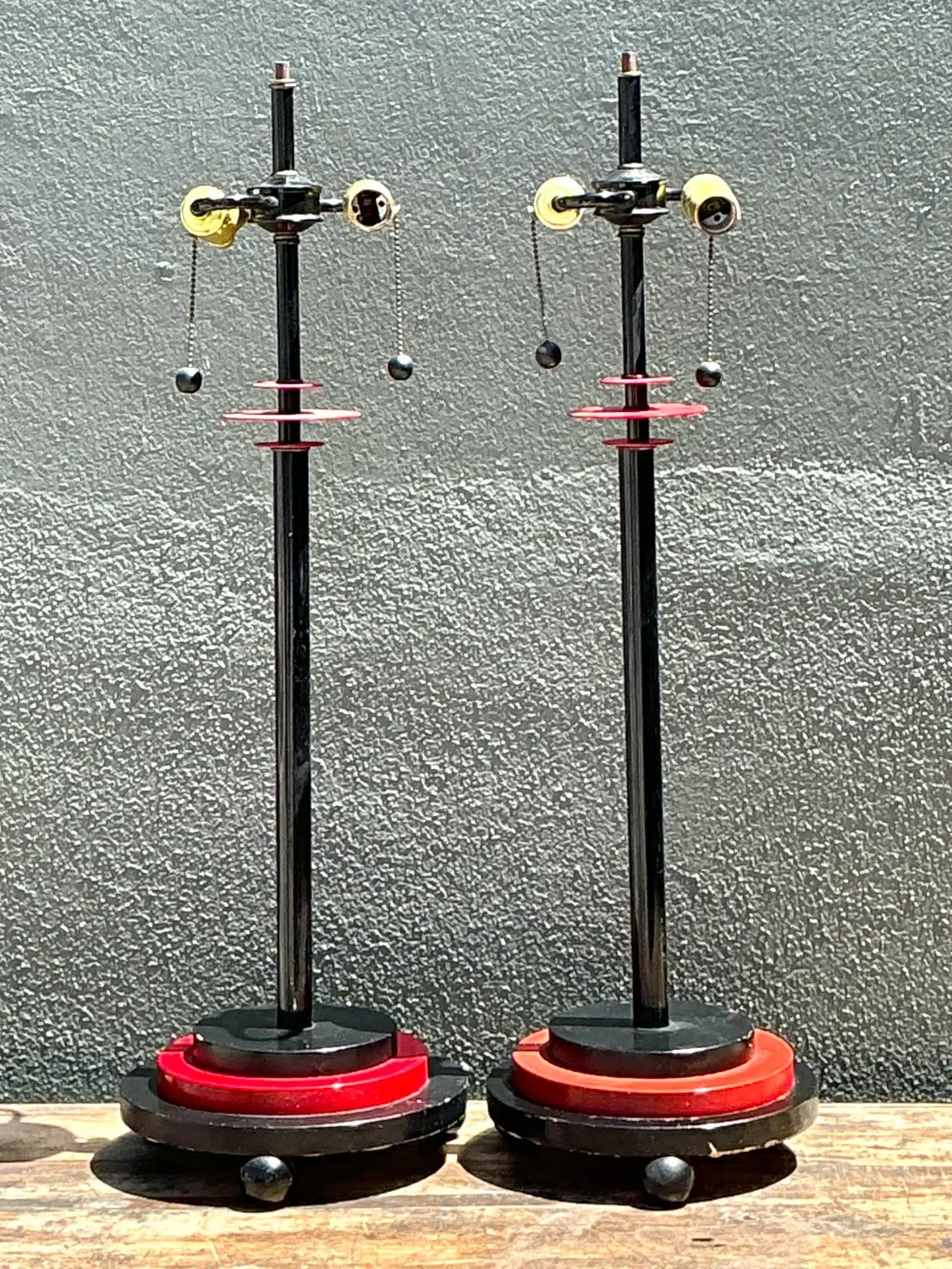 Vintage Postmodern Stacked Disc Lamps - A Pair — additional photo 2