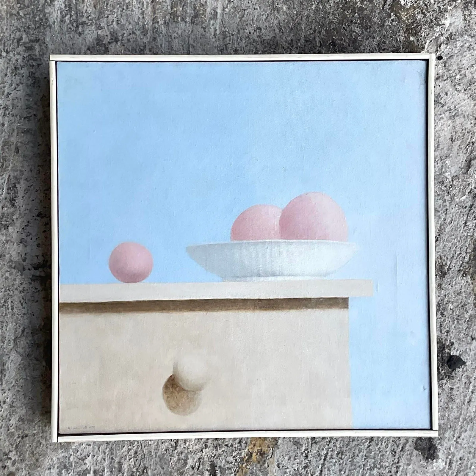 Vintage Postmodern Still Life Original Oil on Canvas Painting — additional photo 2