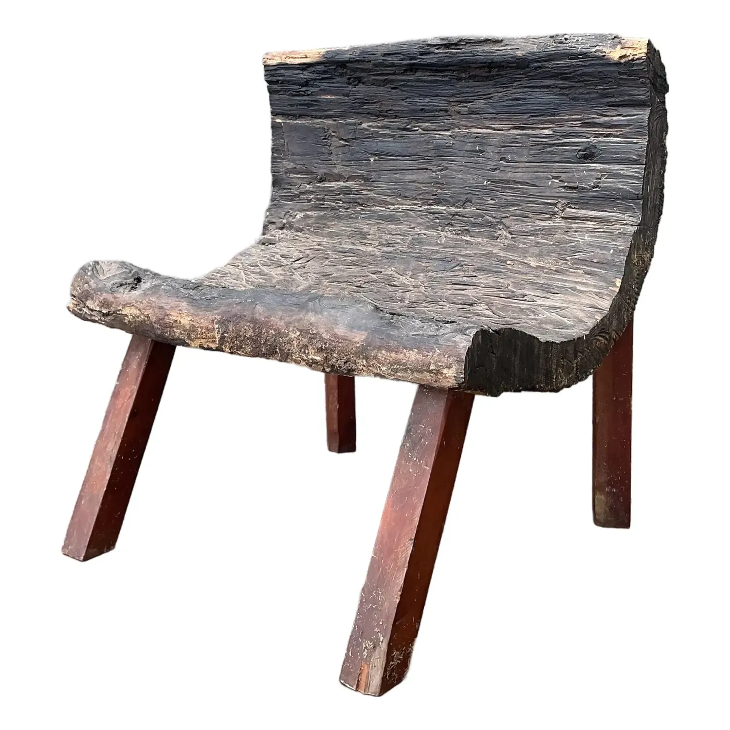 Vintage Primitive Wood Slab Chair — additional photo 1