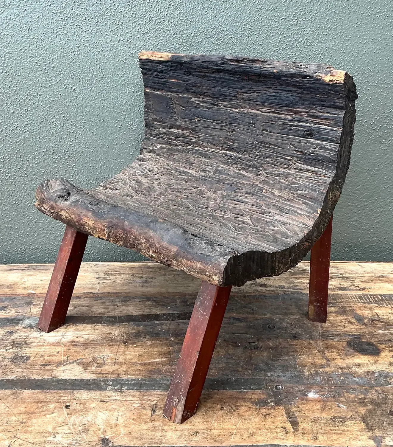 Vintage Primitive Wood Slab Chair — additional photo 6