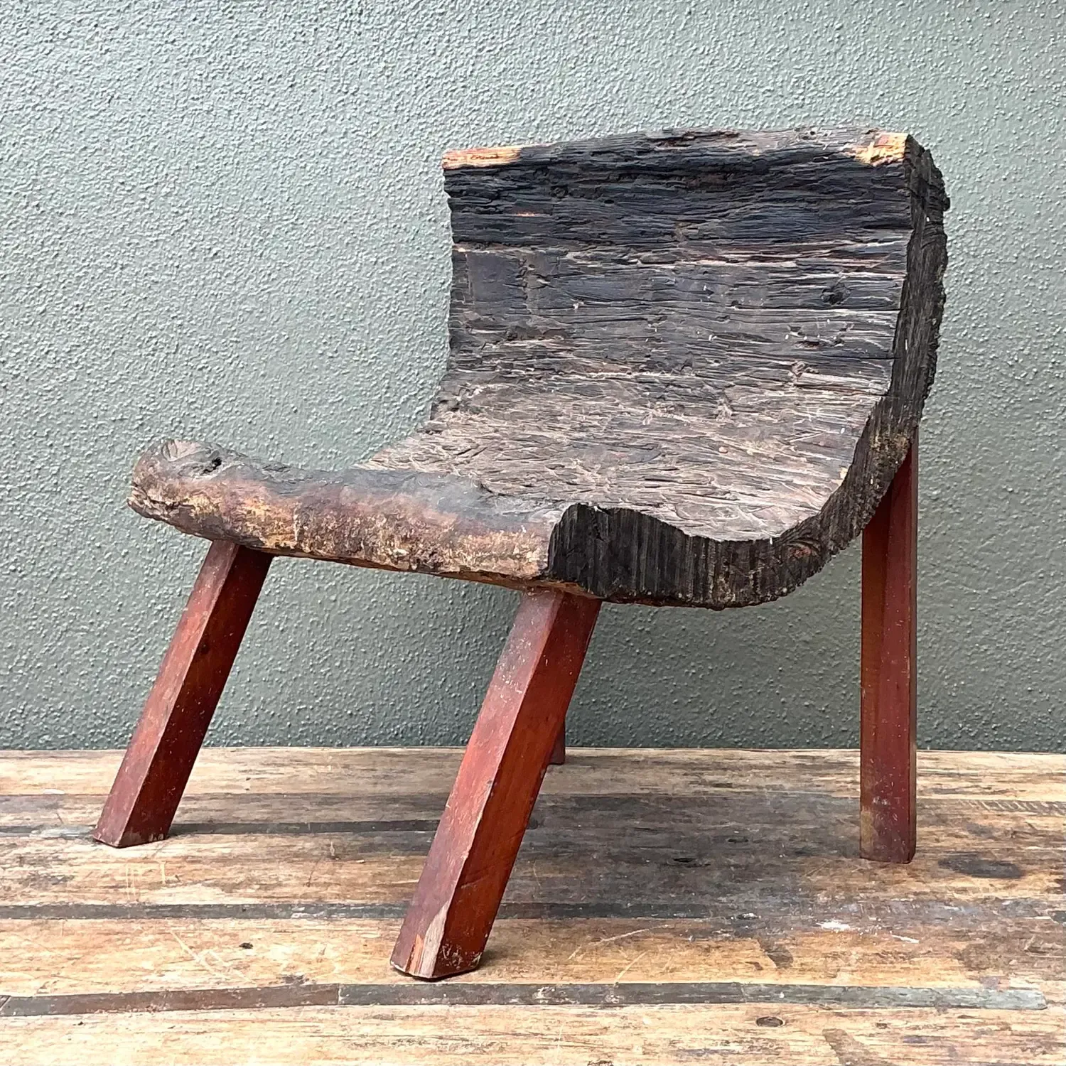 Vintage Primitive Wood Slab Chair — additional photo 7
