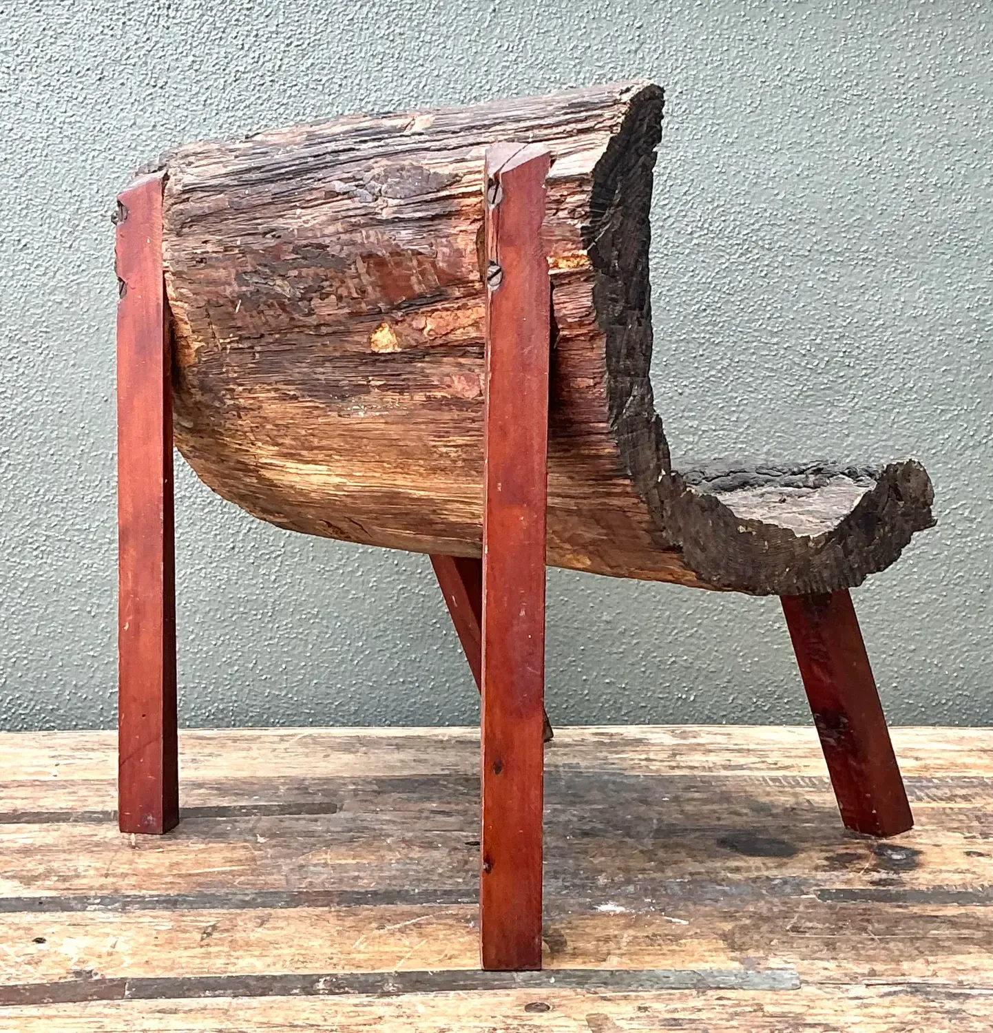 Vintage Primitive Wood Slab Chair — additional photo 8