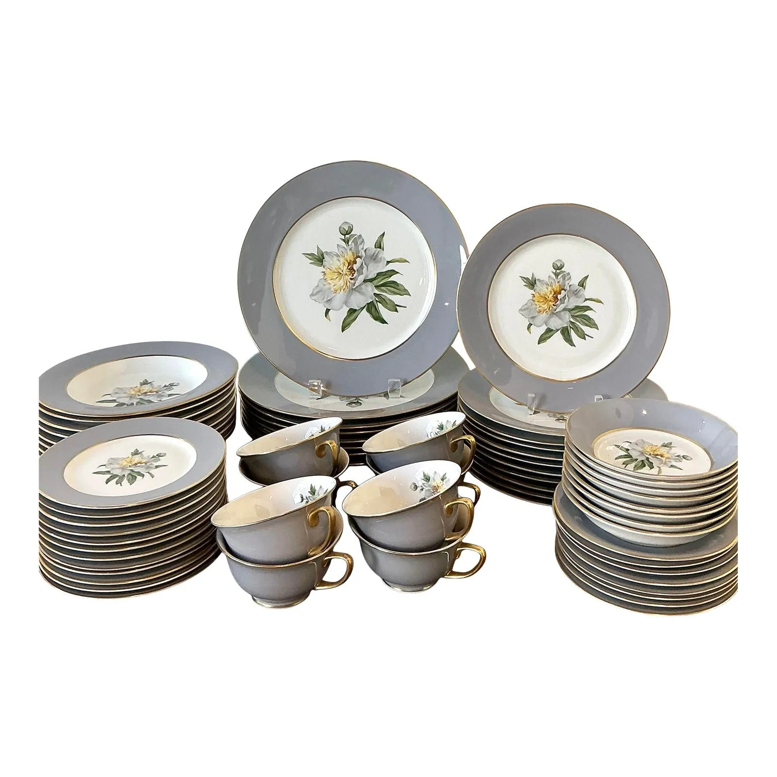 Vintage Princess China “Golden Peony” China - Set of 72 — additional photo 1