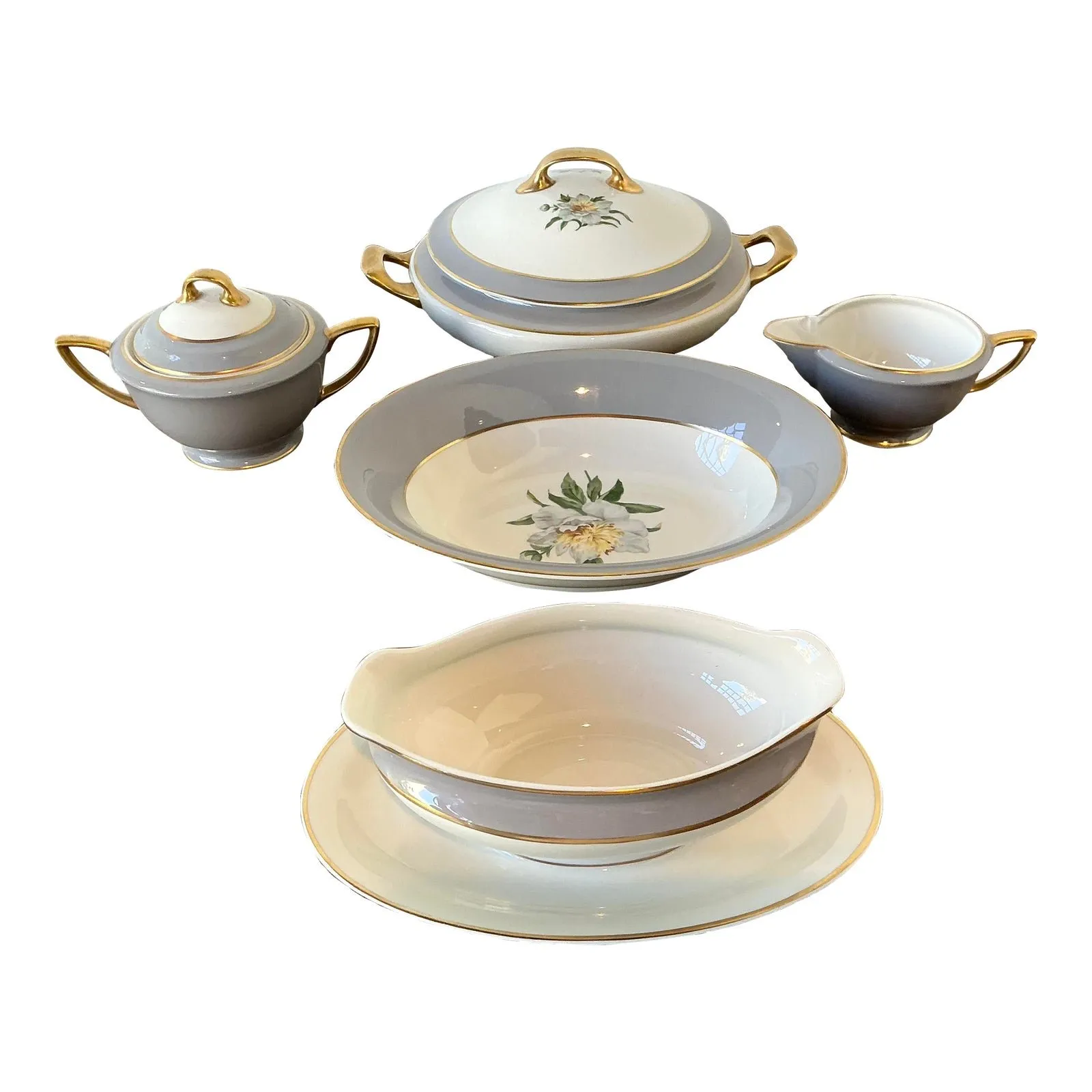 Vintage Princess China “Golden Peony” Serving Pieces - Set of 5 — additional photo 1