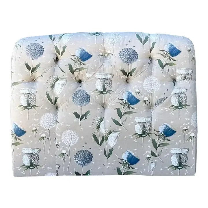 Vintage Printed Flower Upholstered Queen Headboard