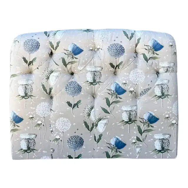 Vintage Printed Flower Upholstered Queen Headboard — additional photo 1