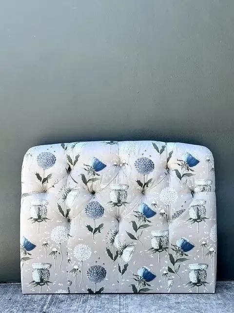 Vintage Printed Flower Upholstered Queen Headboard — additional photo 1
