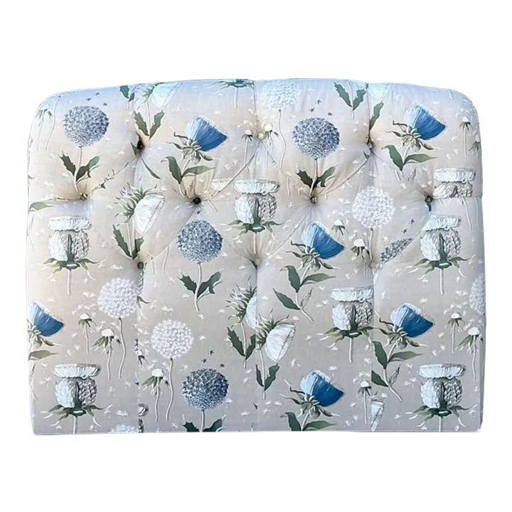 Vintage Printed Flower Upholstered Queen Headboard — additional photo 2