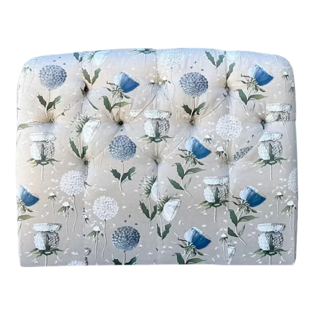 Vintage Printed Flower Upholstered Queen Headboard — additional photo 3