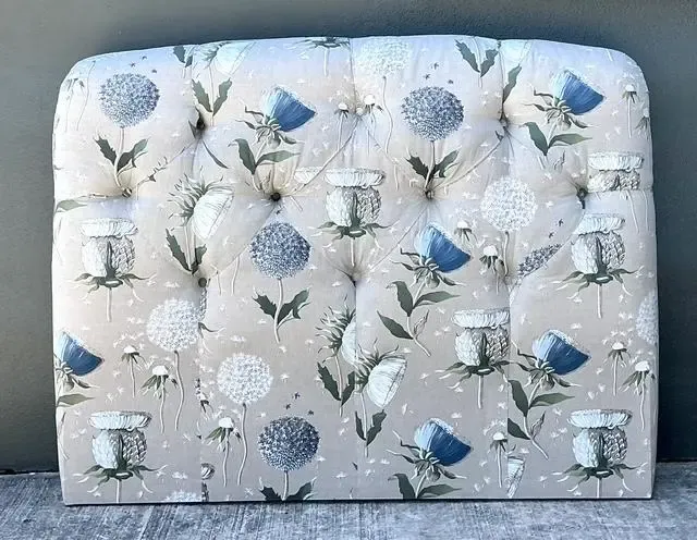 Vintage Printed Flower Upholstered Queen Headboard — additional photo 3
