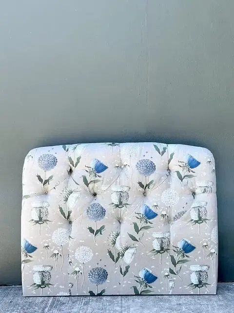 Vintage Printed Flower Upholstered Queen Headboard — additional photo 4