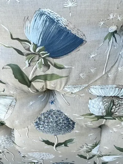 Vintage Printed Flower Upholstered Queen Headboard — additional photo 5