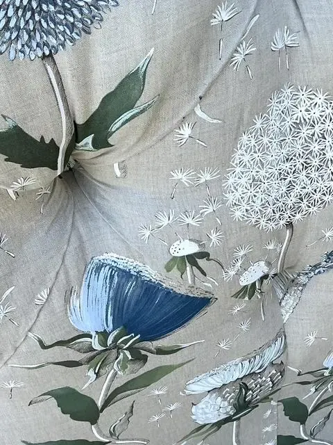 Vintage Printed Flower Upholstered Queen Headboard — additional photo 6