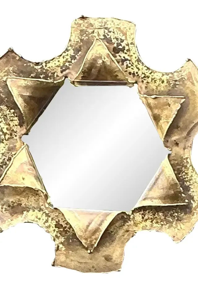 Vintage Punch Cut Brass Mirror