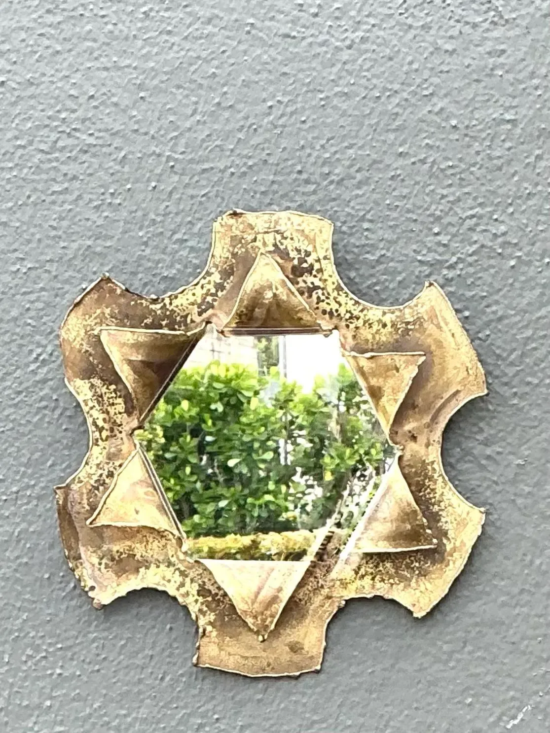 Vintage Punch Cut Brass Mirror — additional photo 3
