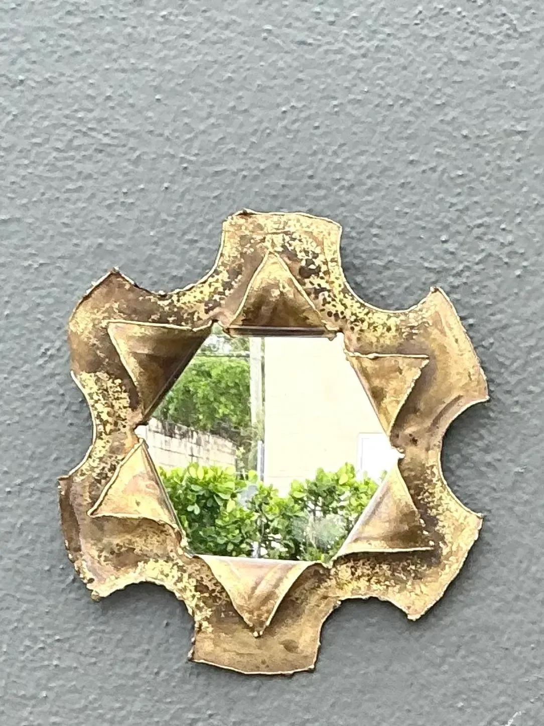Vintage Punch Cut Brass Mirror — additional photo 4