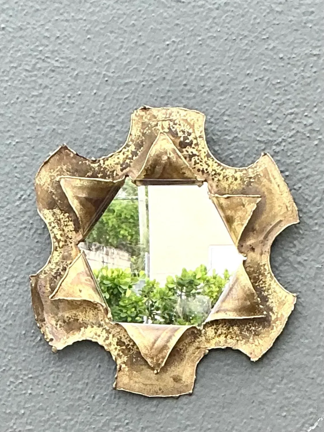 Vintage Punch Cut Brass Mirror — additional photo 6