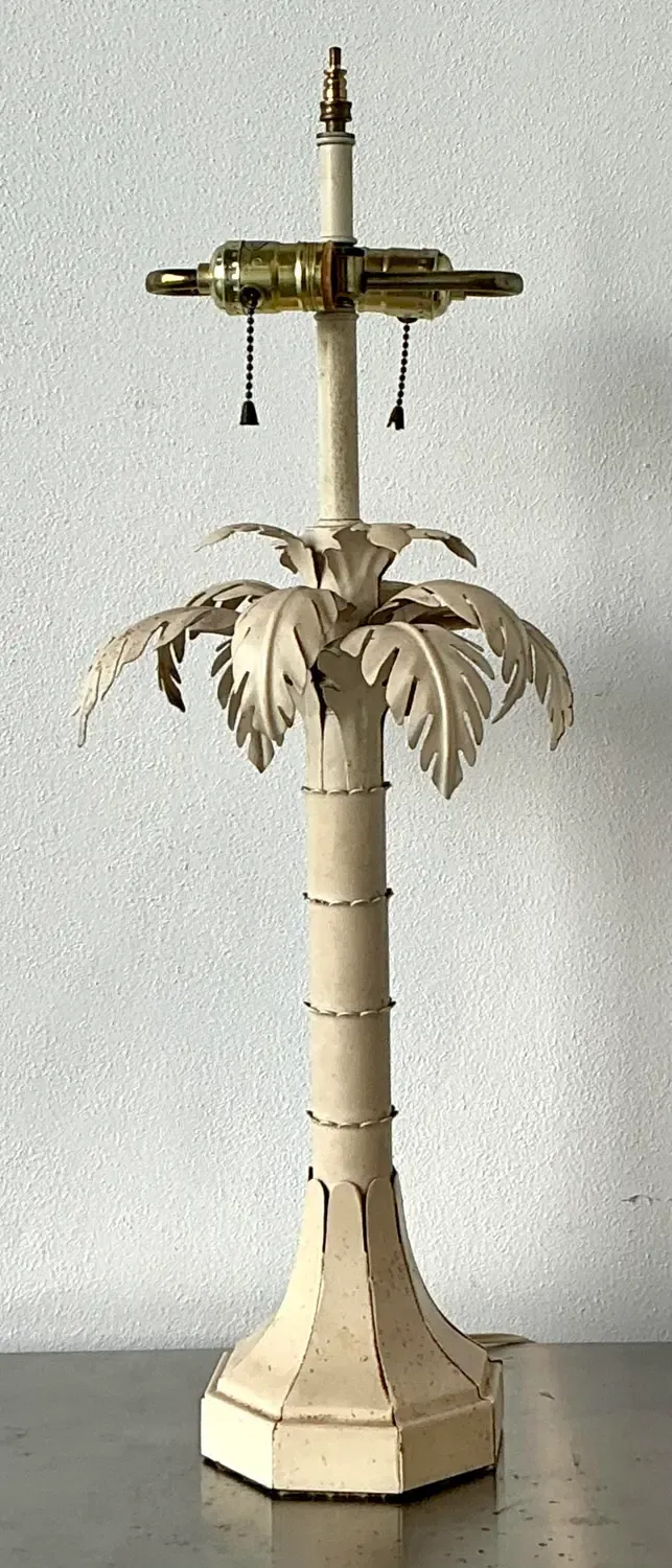Vintage Punch Cut Metal Palm Lamp — additional photo 2