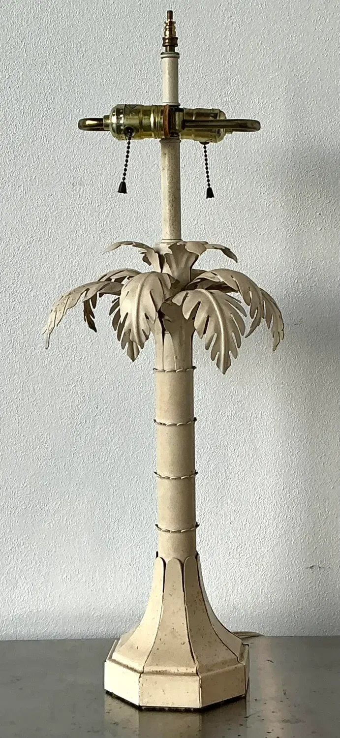 Vintage Punch Cut Metal Palm Lamp — additional photo 3