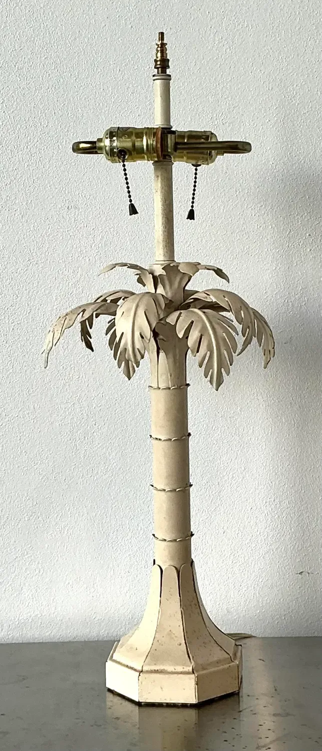 Vintage Punch Cut Metal Palm Lamp — additional photo 4