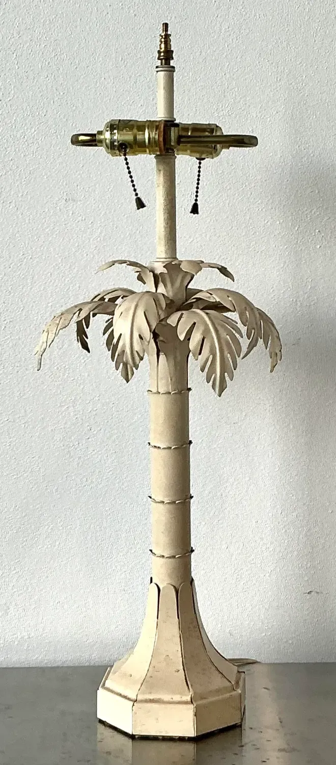 Vintage Punch Cut Metal Palm Lamp — additional photo 6