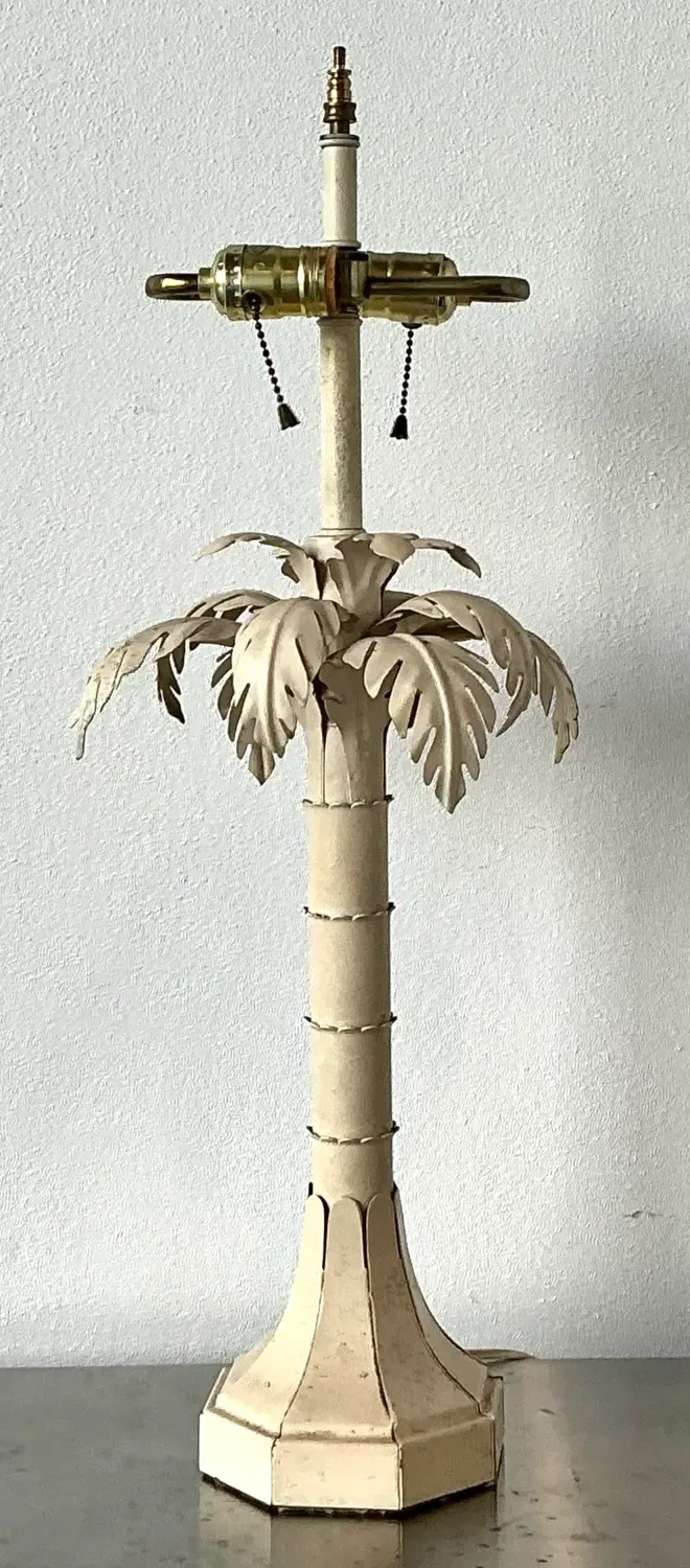 Vintage Punch Cut Metal Palm Lamp — additional photo 8