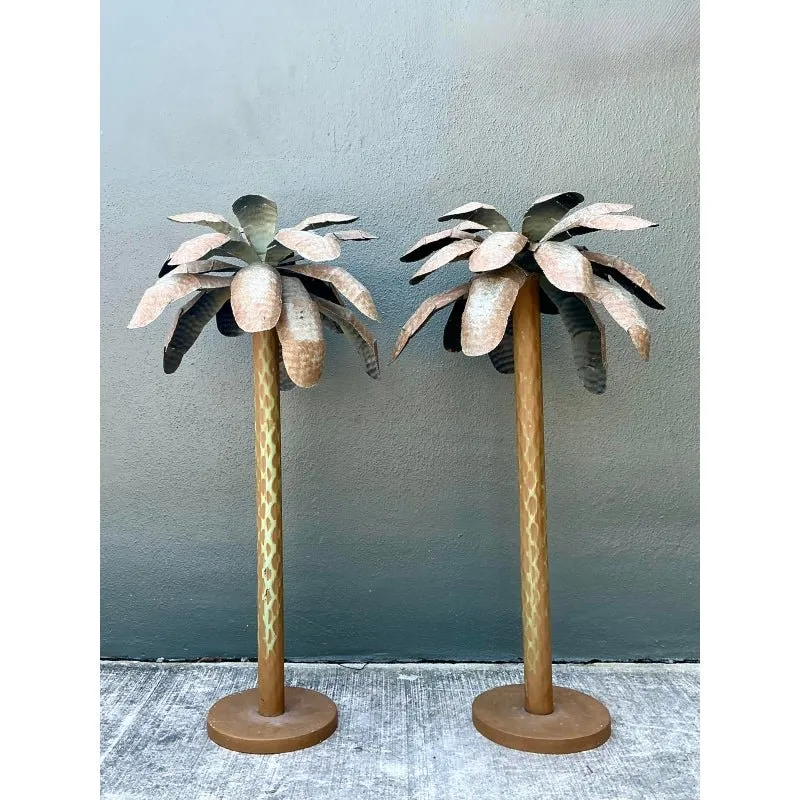 Vintage Punch Cut Tole Palm Trees - A Pair — additional photo 2