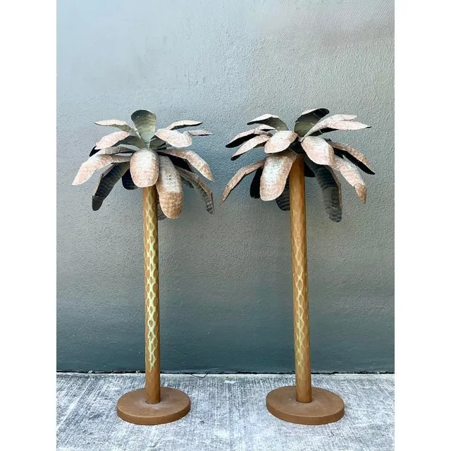 Vintage Punch Cut Tole Palm Trees - A Pair — additional photo 2