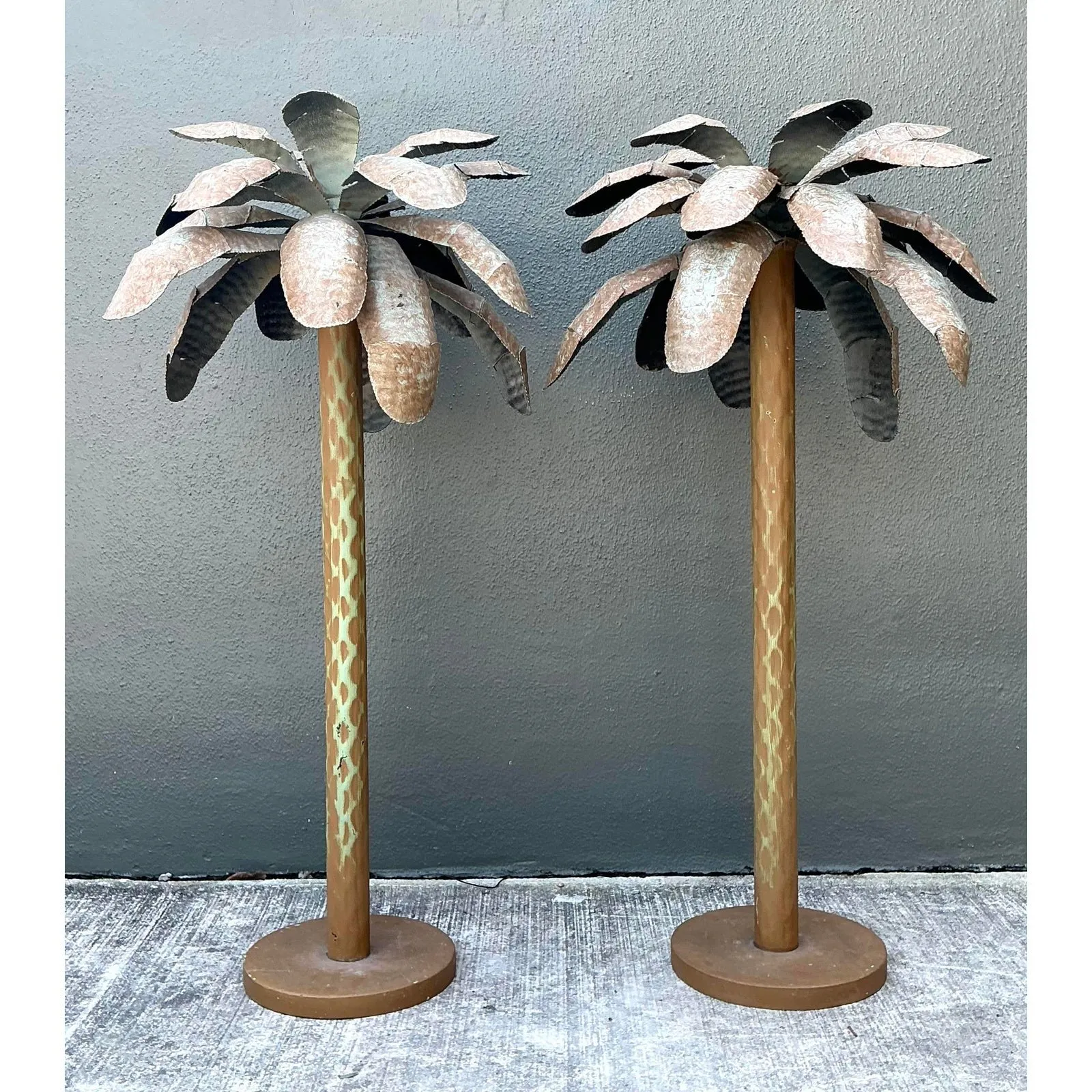 Vintage Punch Cut Tole Palm Trees - A Pair — additional photo 1