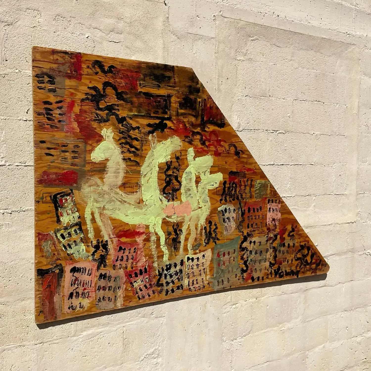 Vintage Purvis Young Abstract Painting on Wood — additional photo 7